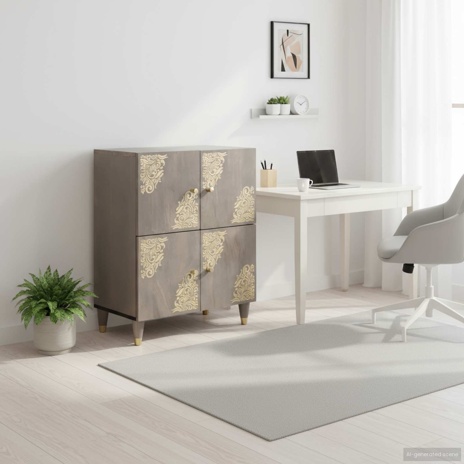 Kreveta Siva i zlatna 60 x 33 x 75 cm Čvrsto drvo manga