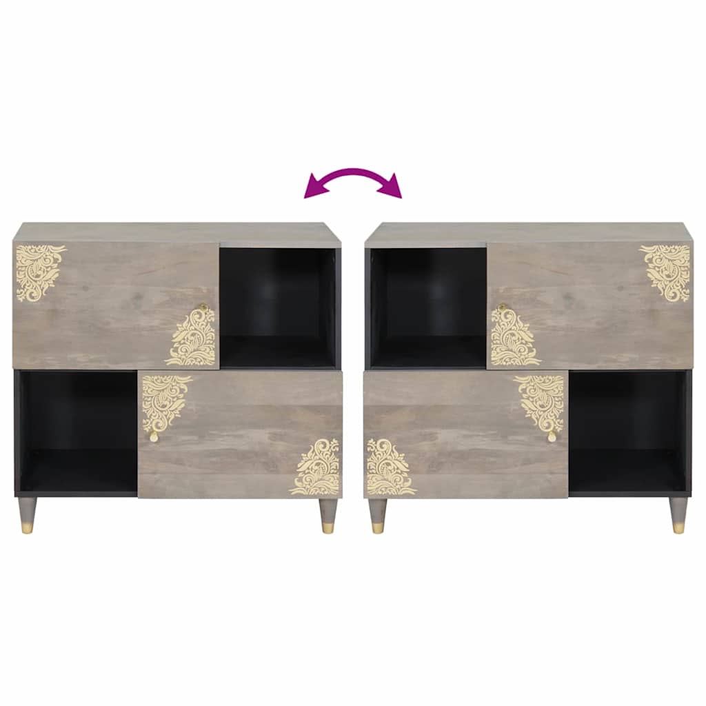 Kreveta Siva i zlatna 80 x 33 x 75 cm Čvrsto drvo manga