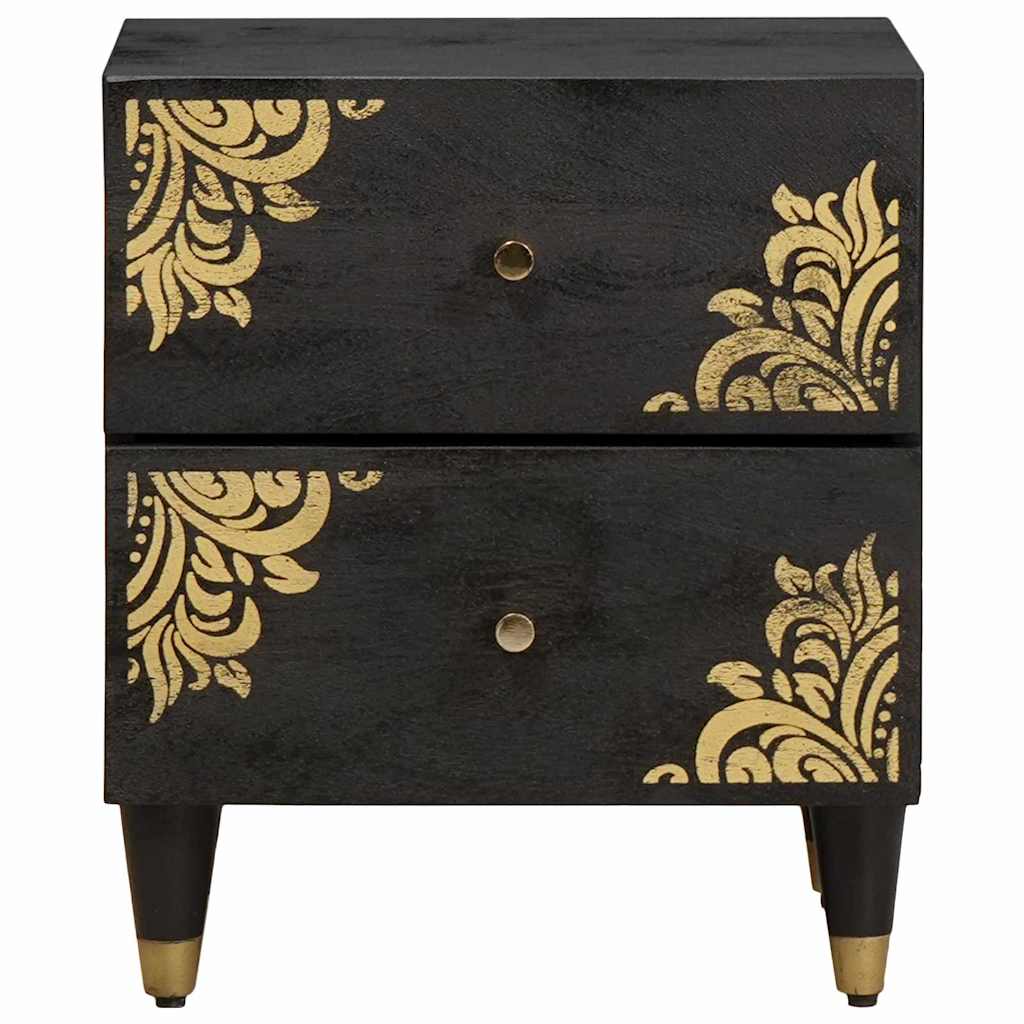 Noćni ormar s ladicama Crna 40 x 33 x 46 cm Čvrsto drvo manga