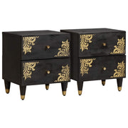 Noćni ormar 2 pcs Crna 40 x 33 x 46 cm Čvrsto drvo manga