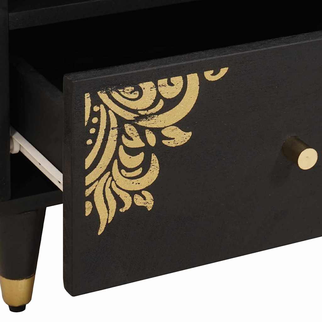 Noćni ormar 2 pcs Crna 40 x 33 x 46 cm Čvrsto drvo manga