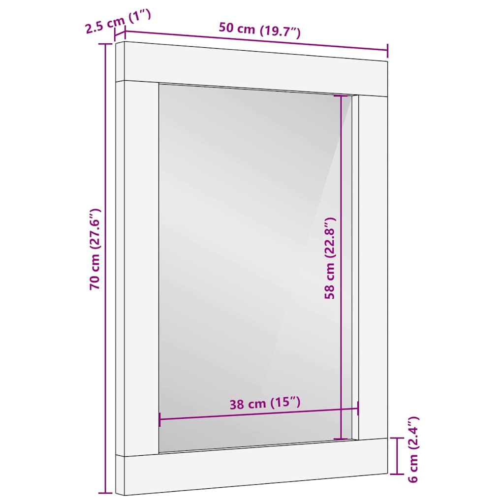 Zrcalo za kupaonicu s ogledalom Crna i srebrna 70 x 50 x 2,5 cm