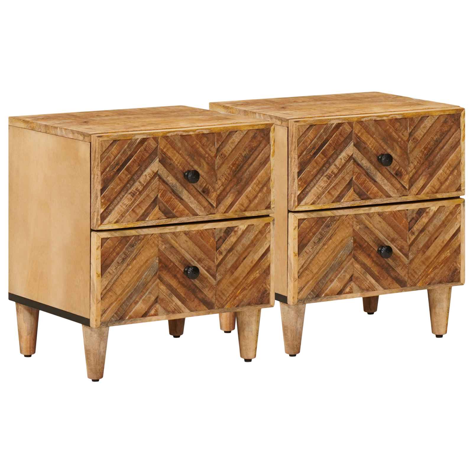 Noćni ormarić 2 pcs Smeđa 40 x 33,5 x 46 cm Čvrsto drvo manga
