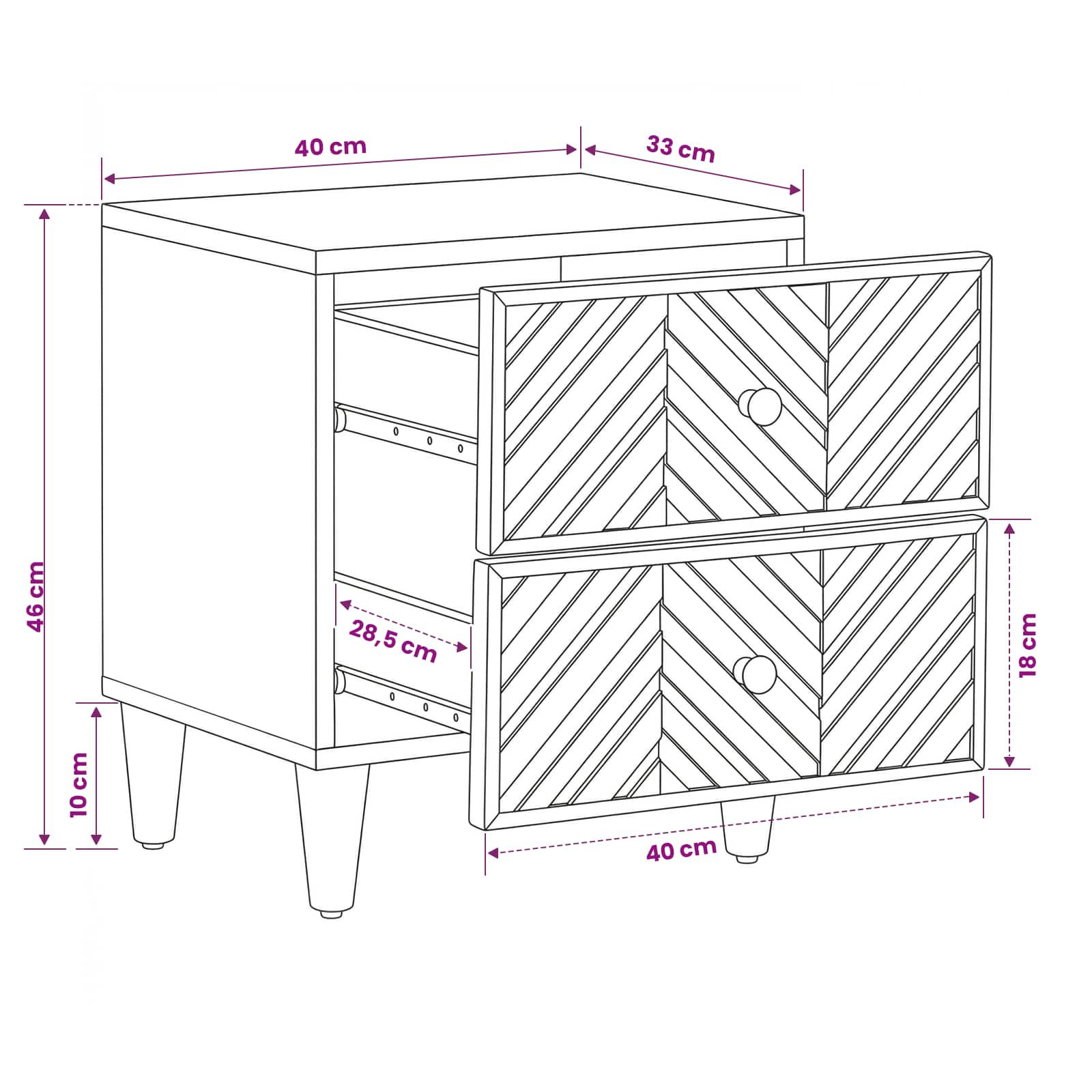Noćni ormarić 2 pcs Smeđa 40 x 33,5 x 46 cm Čvrsto drvo manga