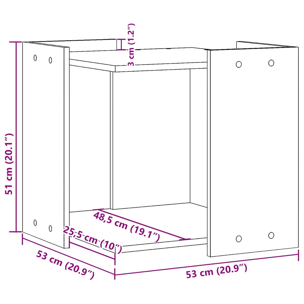 Kutija za mačji pijesak crna 53x53x51 cm konstruirano drvo