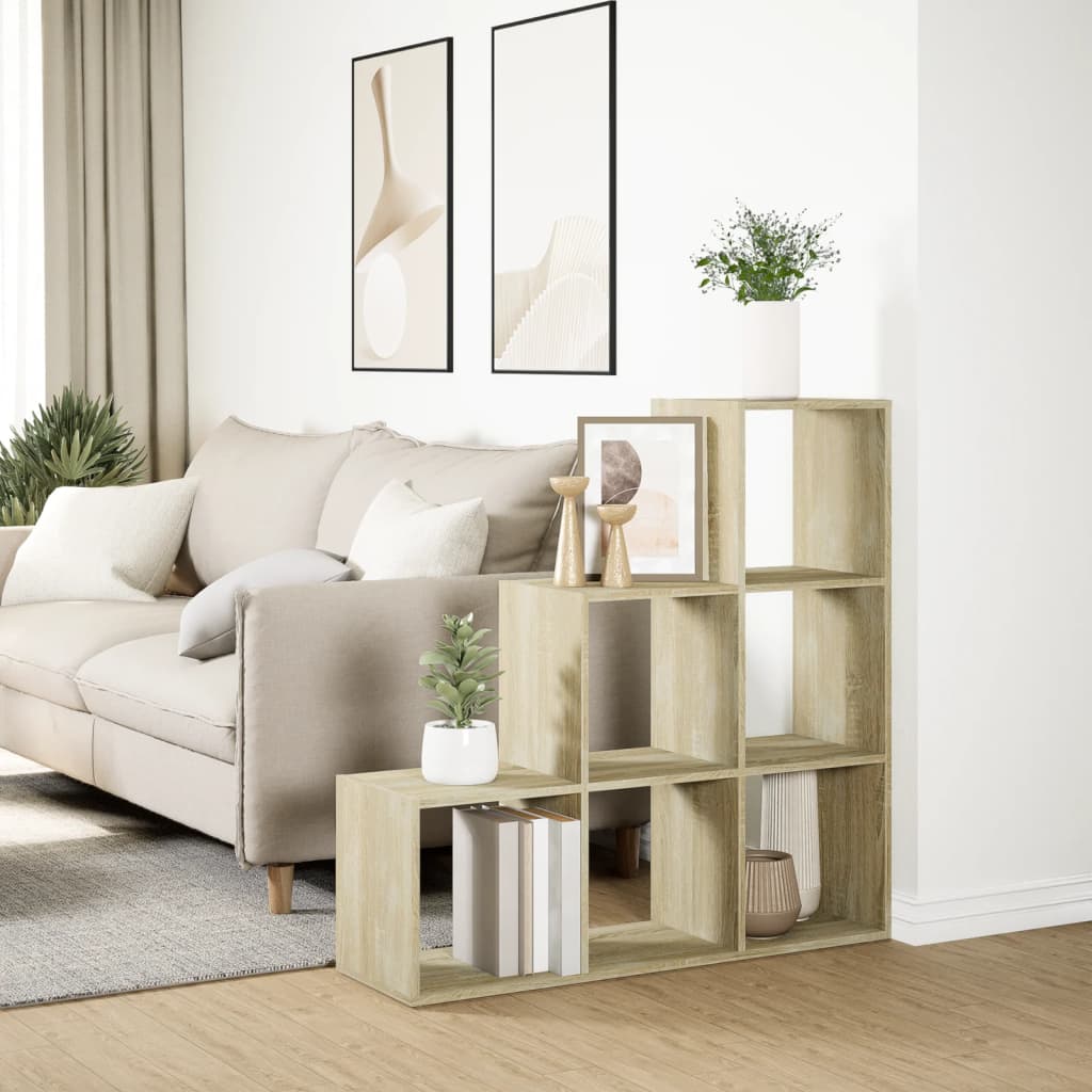 Pregrada / regal za knjige 3 razina hrast 99x29x99 cm drveni