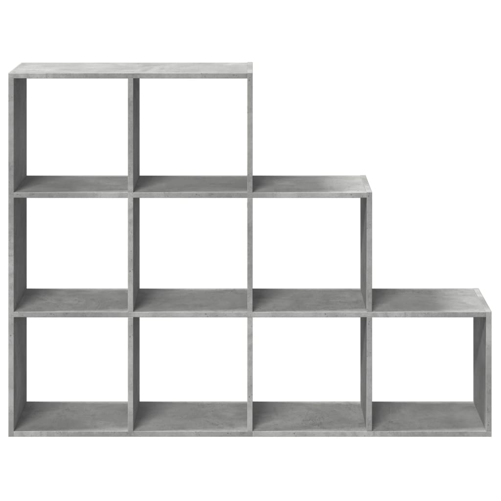 Pregrada/regal za knjige 3 razine sivi 137,5x29x103,5 cm drveni