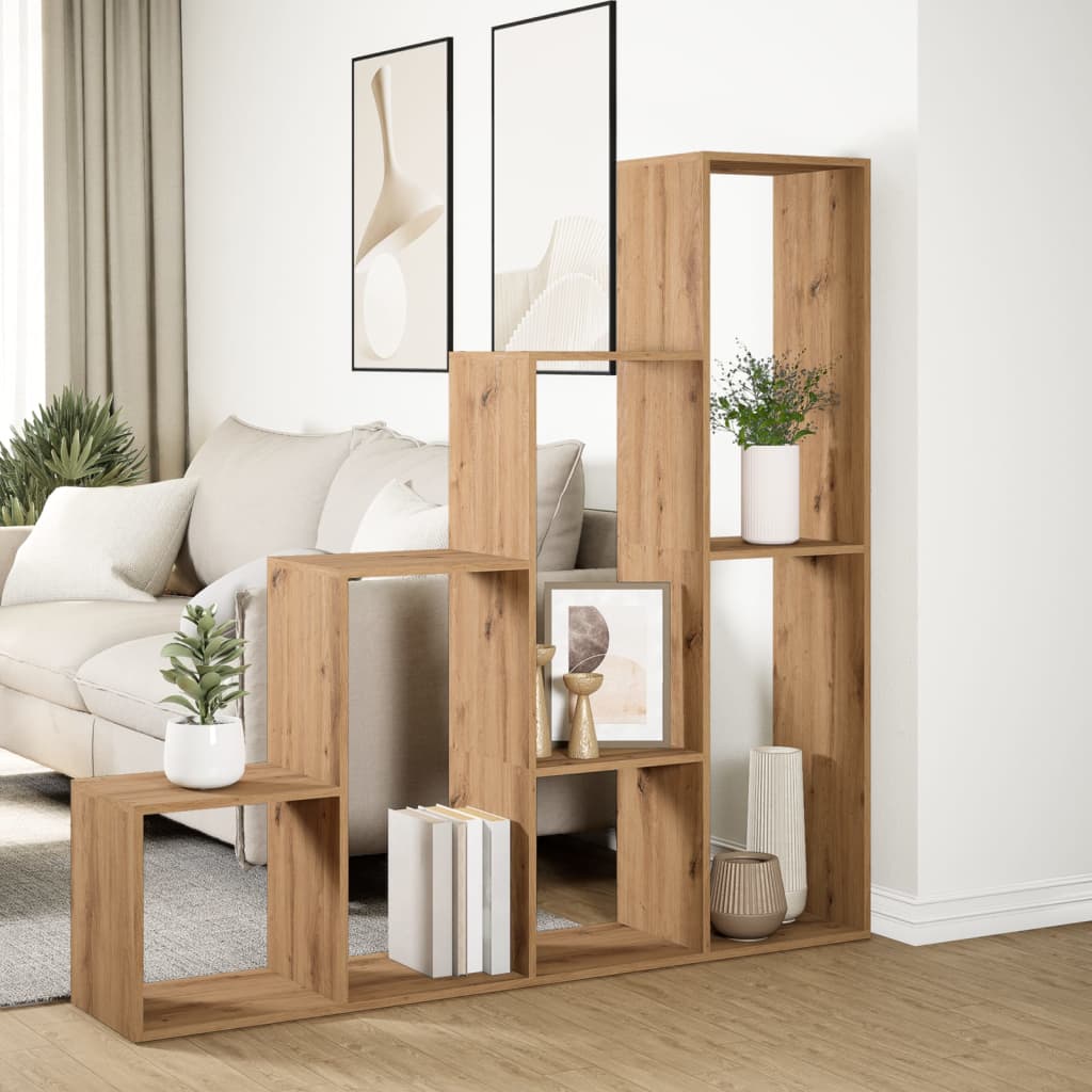 Pregrada/regal za knjige 4 razina hrast 143,5x29x143,5cm drveni