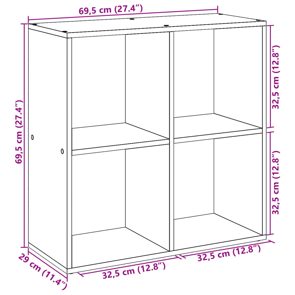Pregrada za sobe, bijela, 69,5 x 29 x 69,5 cm, od inženjerskog drva
