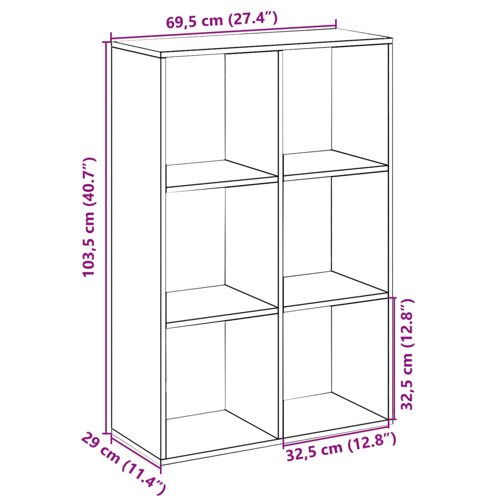 Pregrada / regal za knjige boja hrasta 69,5x29x103,5 cm drveni