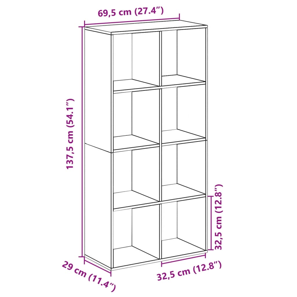 Pregrada / regal za knjige boja drva 69,5x29x137,5 cm drveni