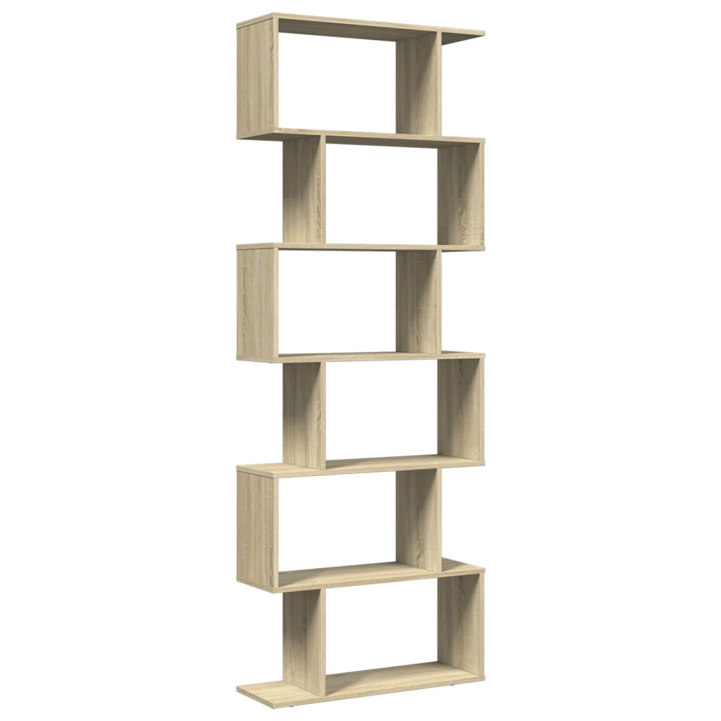 Pregrada / regal za knjige 6 razina hrast 70x24x193 cm drveni