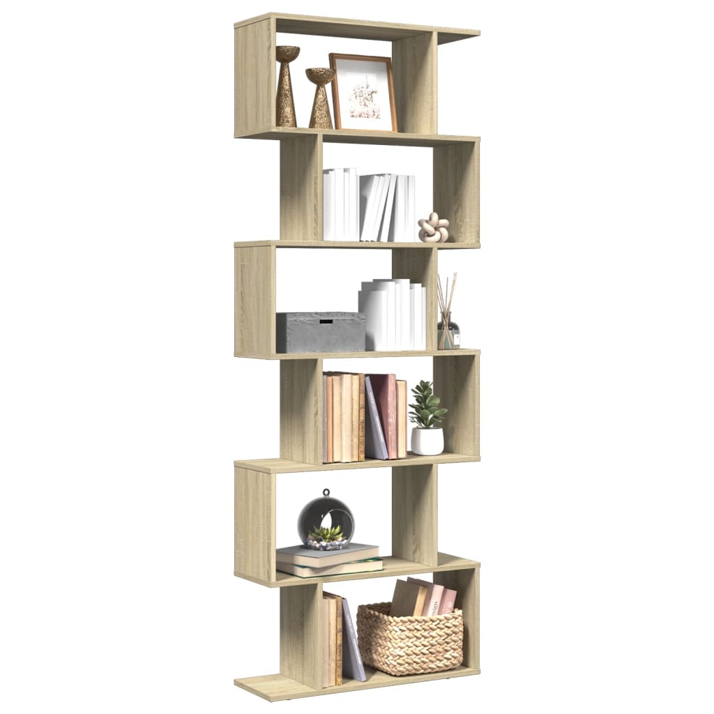 Pregrada / regal za knjige 6 razina hrast 70x24x193 cm drveni