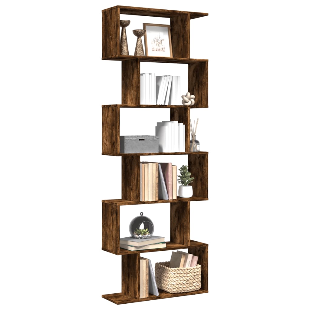 Pregrada / regal za knjige 6 razina hrast 70x24x193 cm drveni