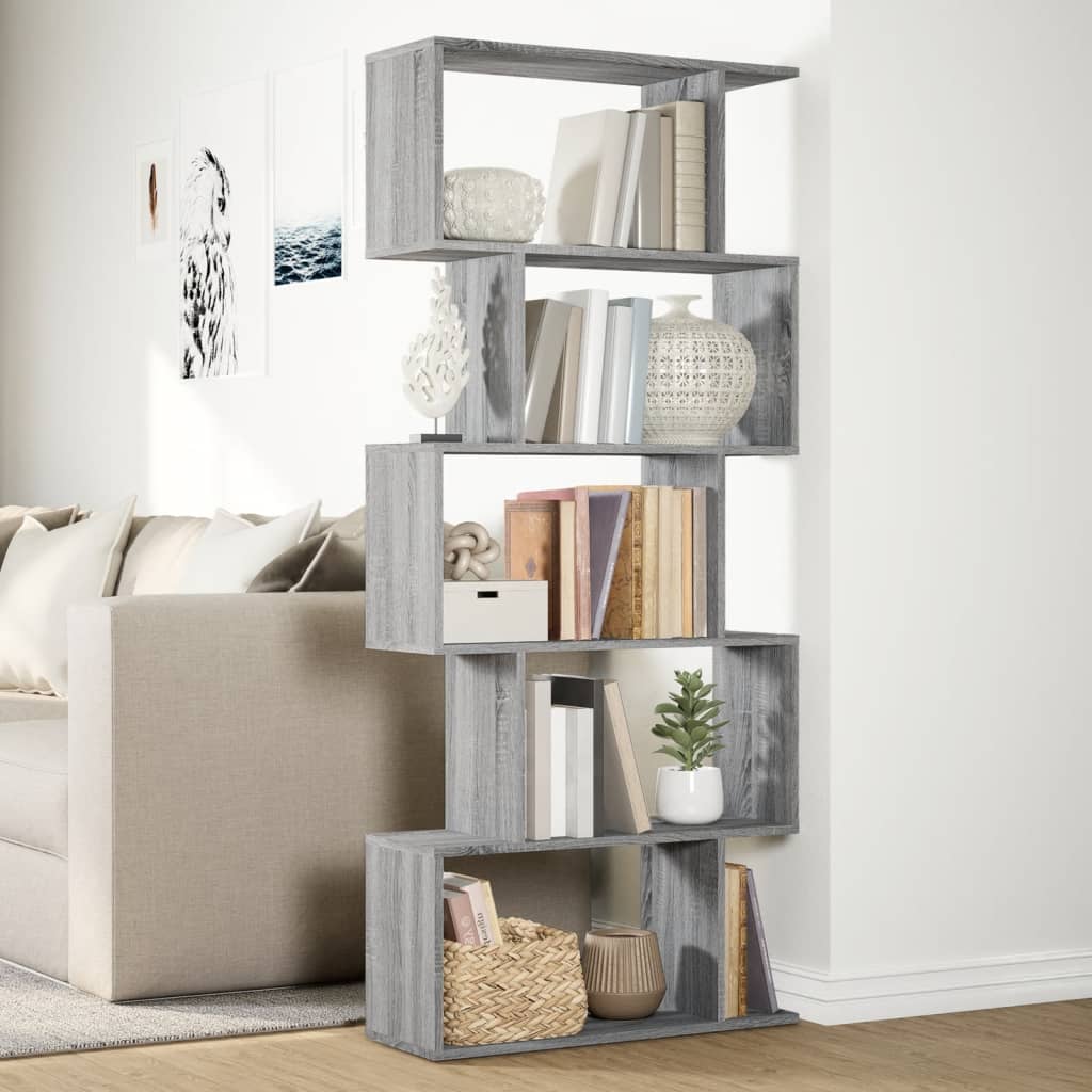 Pregrada / regal za knjige 5 razina sonoma 70x24x161 cm drveni