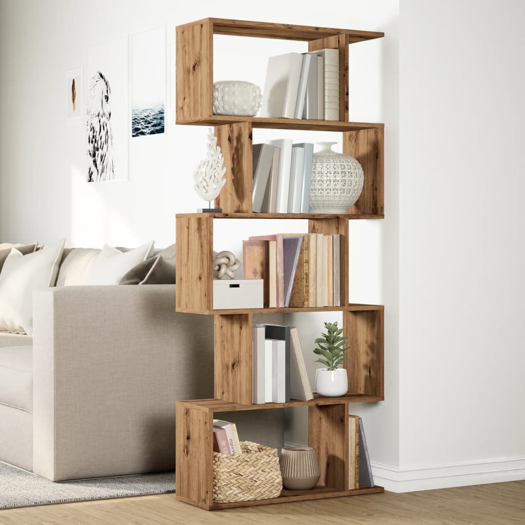 Pregrada / regal za knjige 5 razina hrast 70x24x161 cm drveni