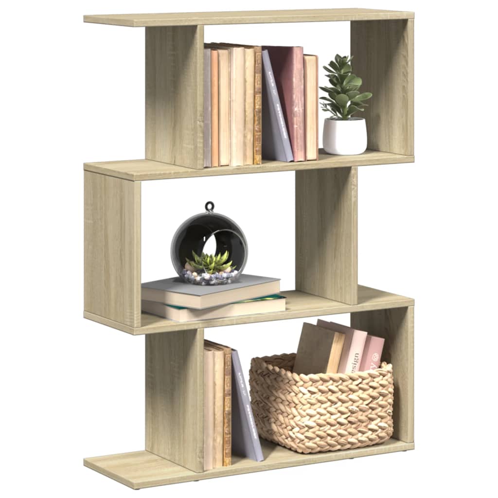 Pregrada / regal za knjige 3 razina hrast 70x24x97 cm drveni