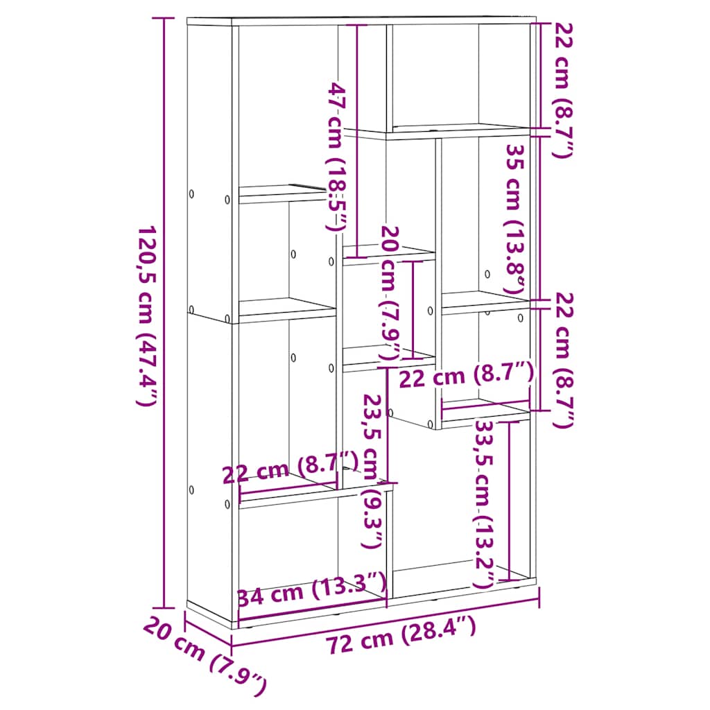 Regal za knjige boja hrasta 72x20x120,5 cm od konstruiranog drva