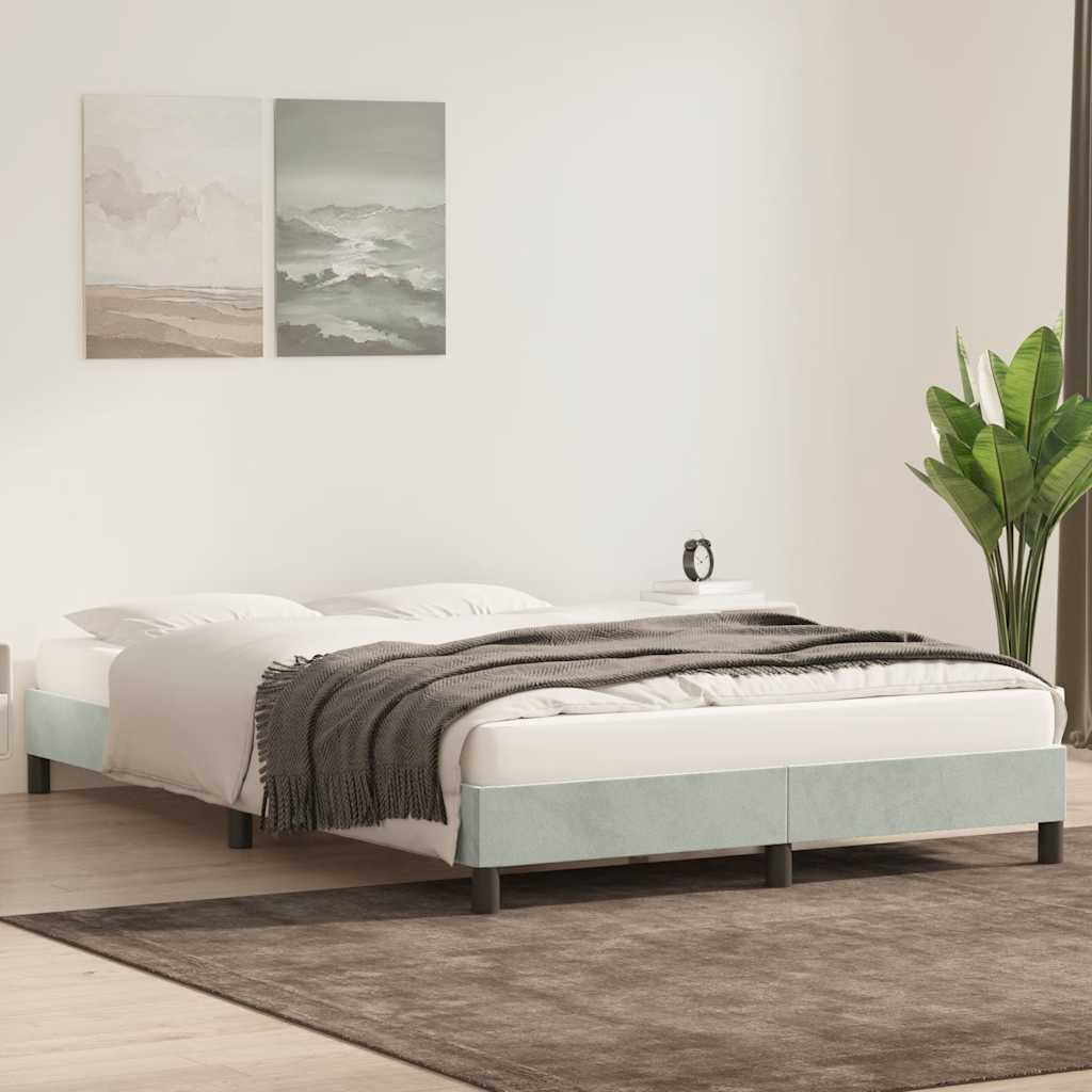 Okvir kreveta bez madraca svijetlo sivi 160x210 cm baršun