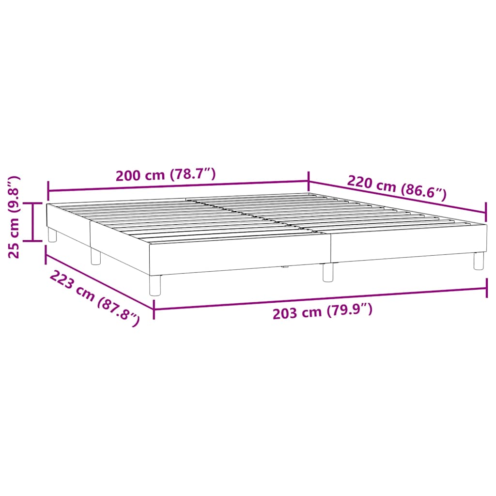 Okvir kreveta bez madraca crni 200x220 cm baršun