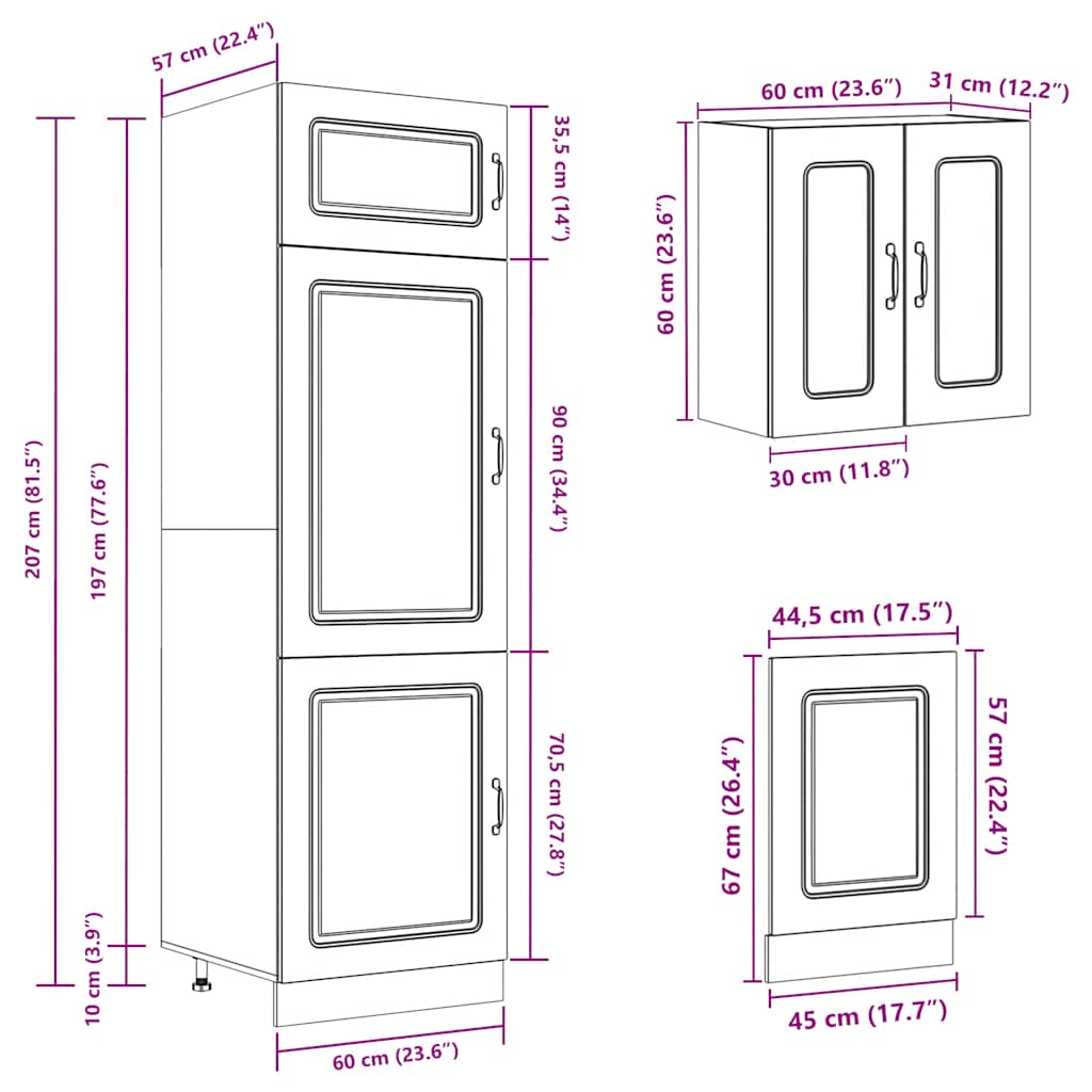 8-dijelni set kuhinjskih ormarića Kalmar konstruiranog drva