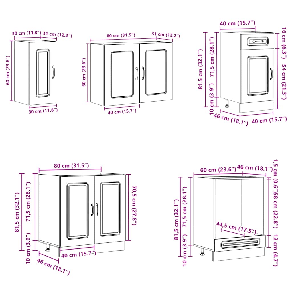 8-dijelni set kuhinjskih ormarića Kalmar konstruiranog drva