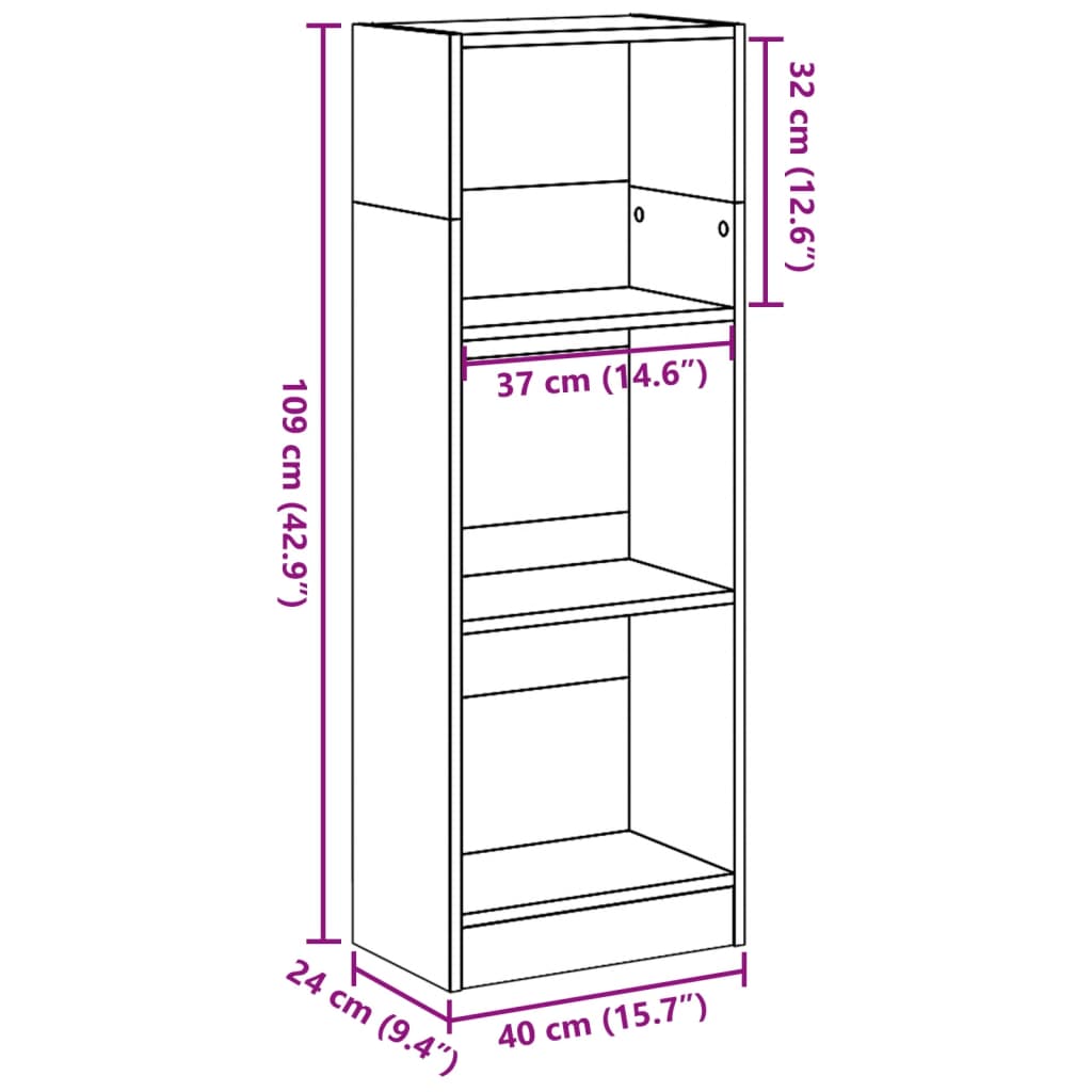 Regal za knjige boja hrasta 40x24x109 cm konstruirano drvo