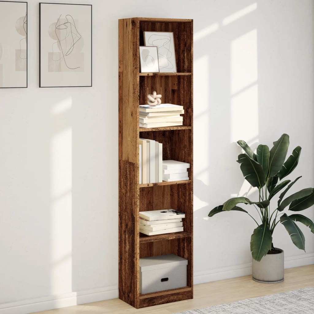 Regal za knjige boja starog drva 40x24x176 cm drveni