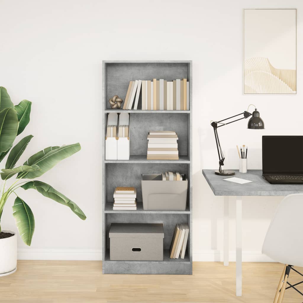 Regal za knjige boja betona 60x24x143 cm konstruirano drvo