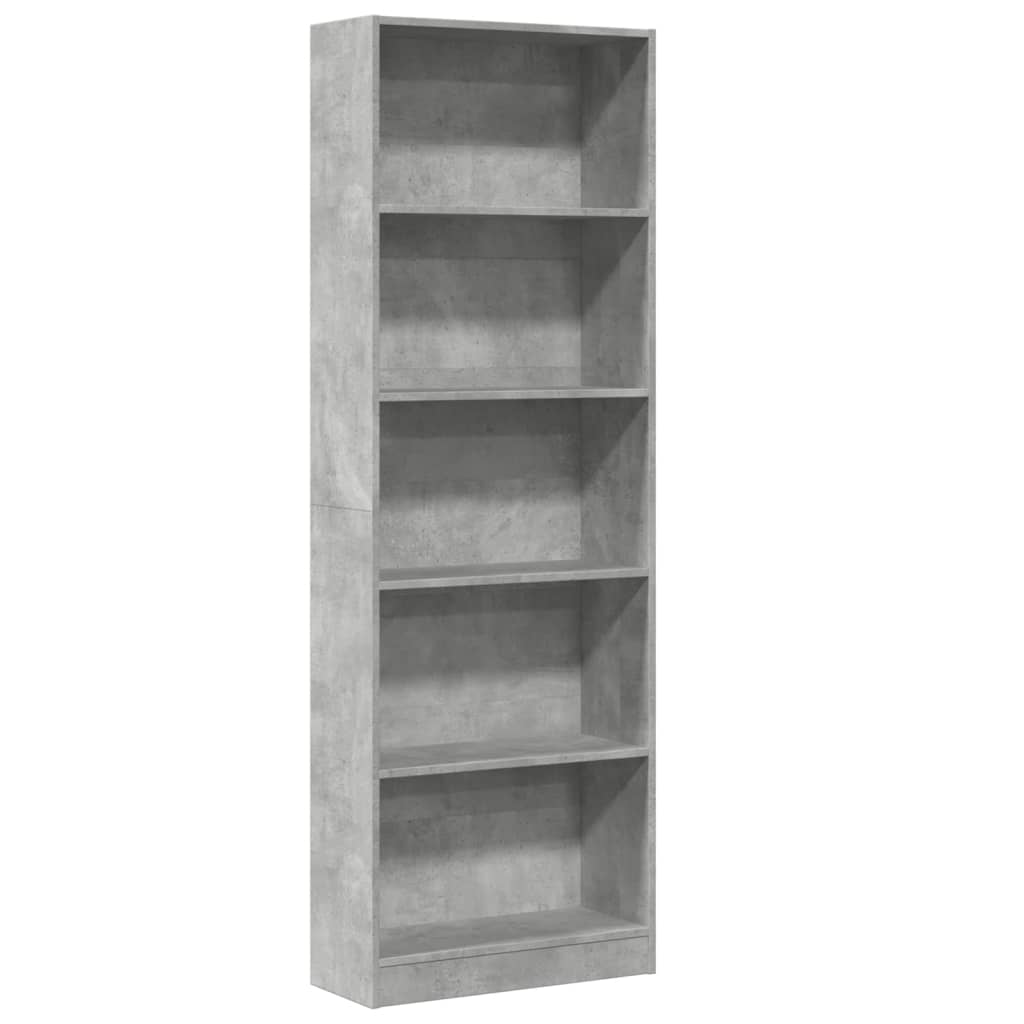 Regal za knjige boja betona 60x24x176 cm konstruirano drvo