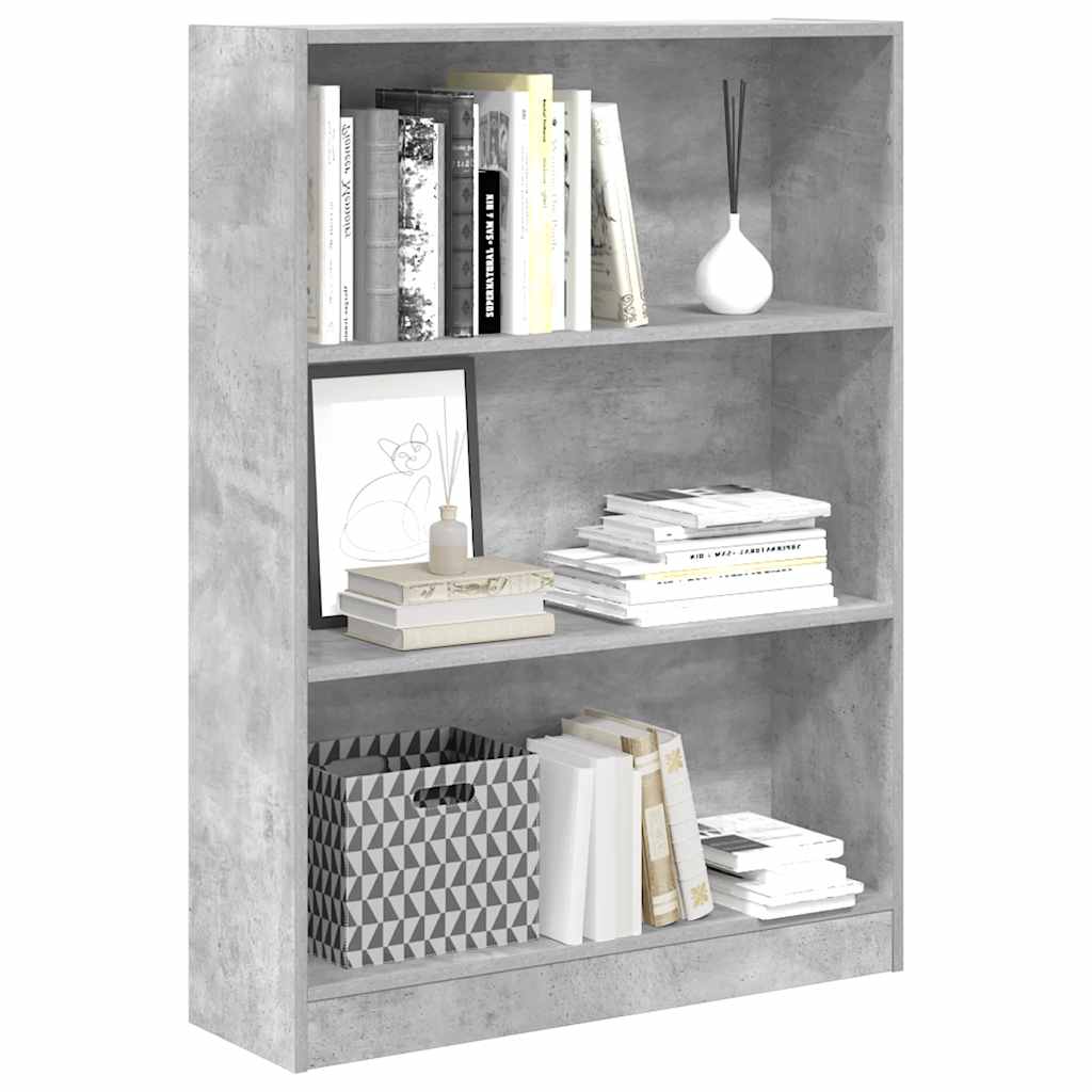 Regal za knjige boja betona 80x24x109 cm konstruirano drvo
