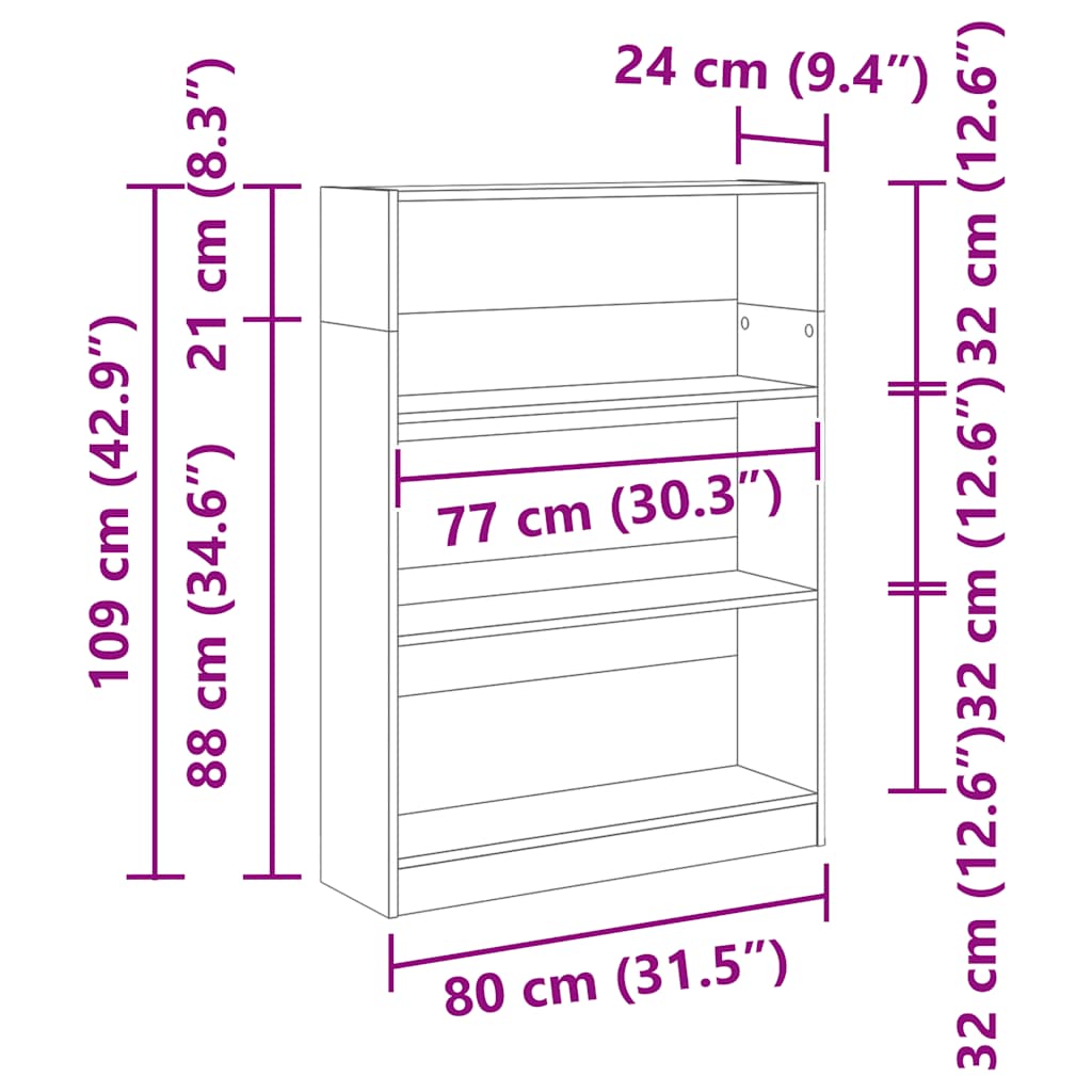 Regal za knjige boja betona 80x24x109 cm konstruirano drvo