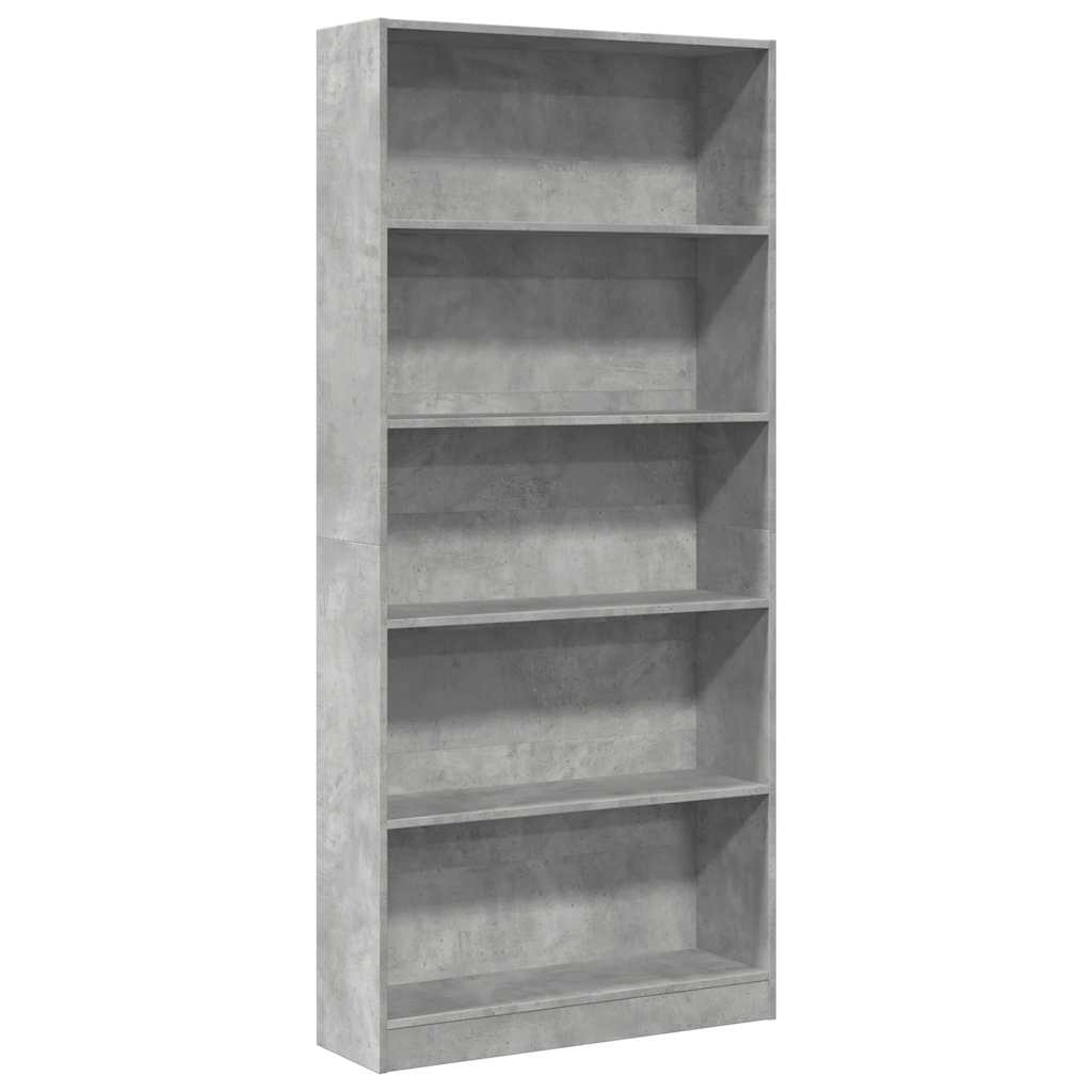 Regal za knjige siva boja betona 80x24x176 cm konstruirano drvo