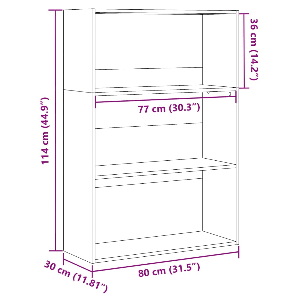 Regal za knjige boja starog drva 80x30x114 cm konstruirano drvo