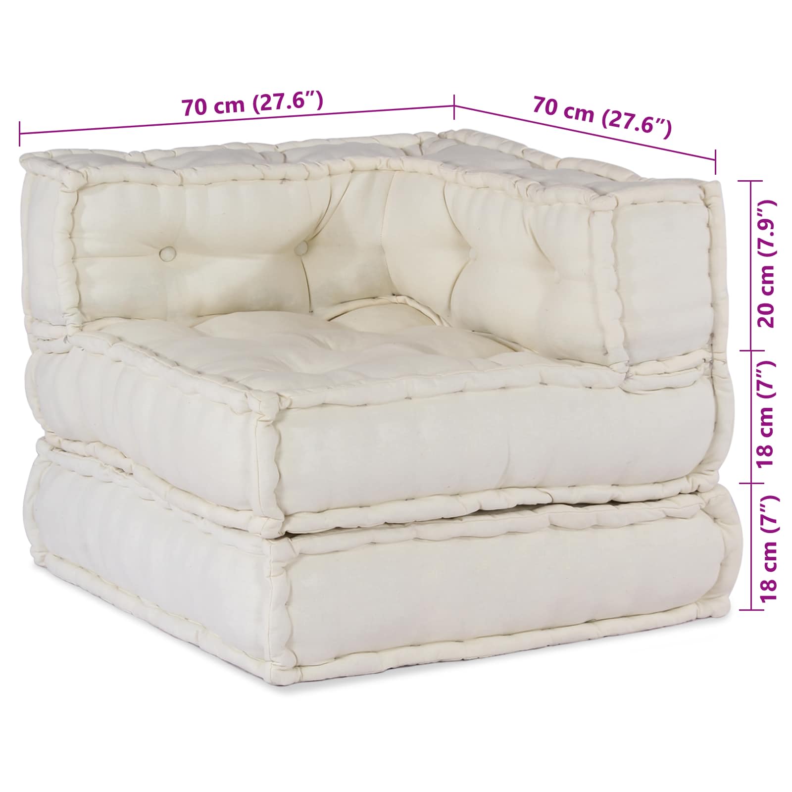 Modularna sofa 2 pcs Krem 140 x 70 x 56 cm Tkanina