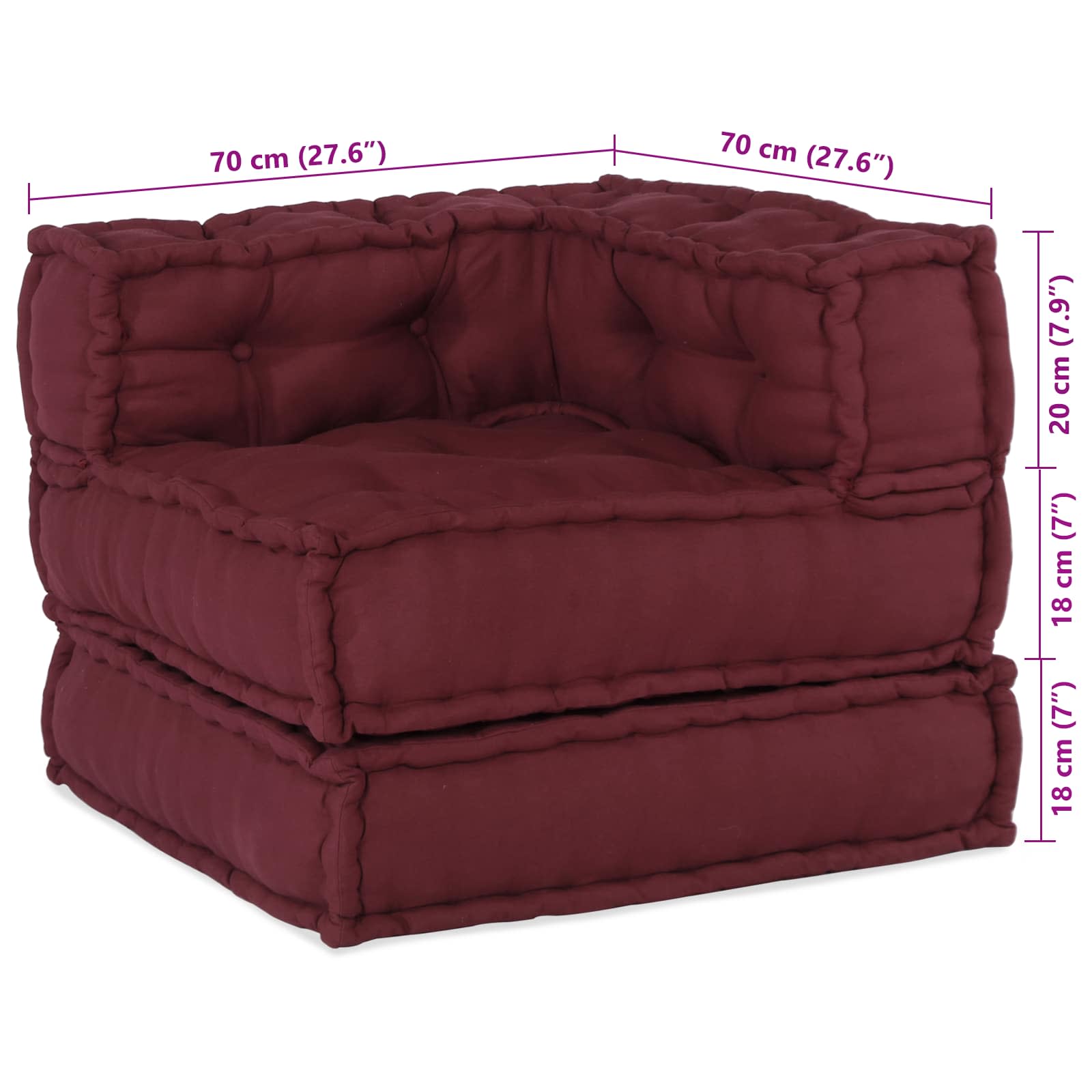 Modularna sofa 2 pcs Bordo 140 x 70 x 56 cm Tkanina