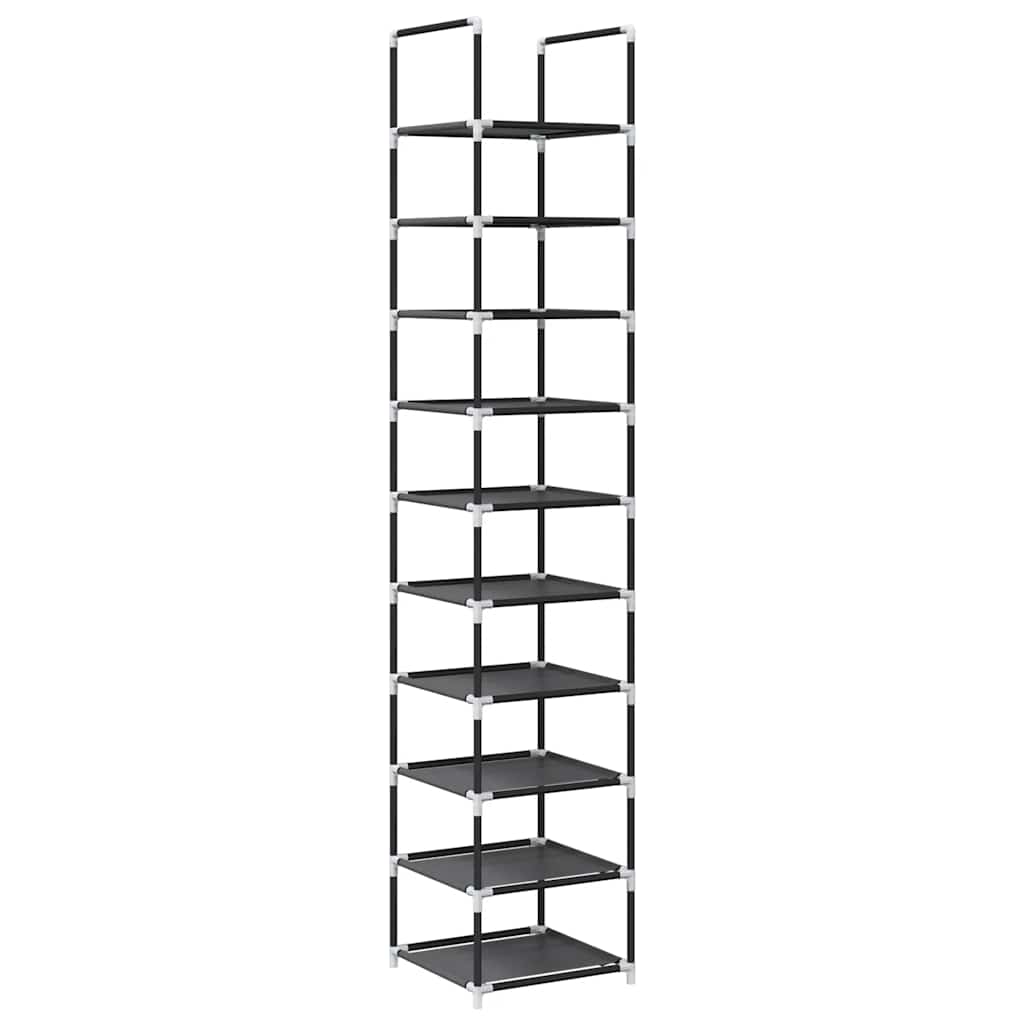 Stalak za cipele 10 razina crni 33x33x174 cm netkana tkanina