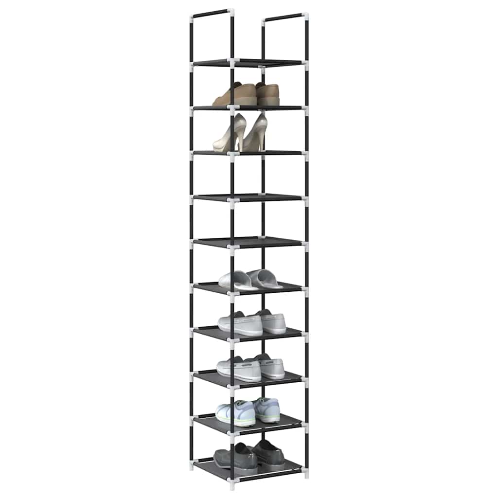 Stalak za cipele 10 razina crni 33x33x174 cm netkana tkanina