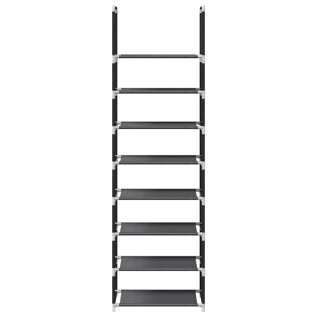 Stalak za cipele 8 nivoa crni 44x28x145 cm netkana tkanina