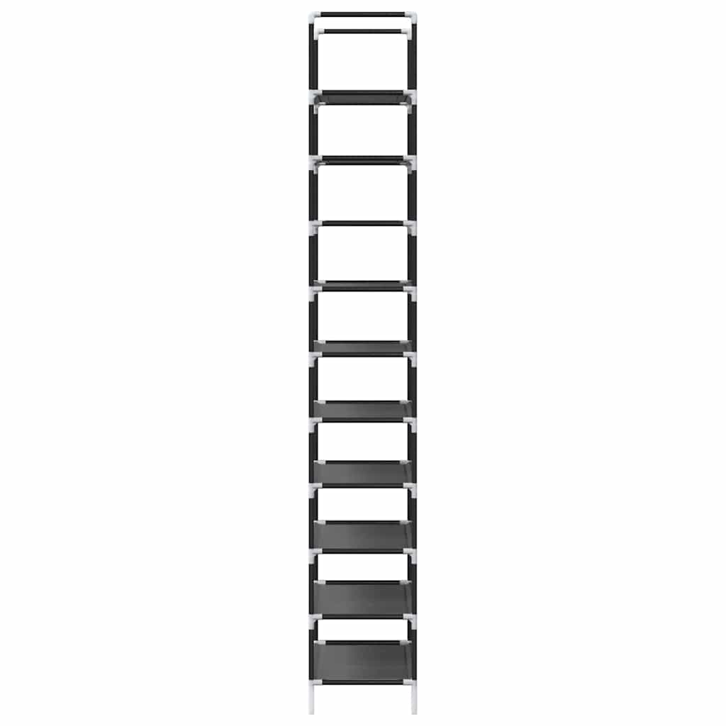 Stalak za cipele 10 razina crni 44x28x180 cm netkana tkanina