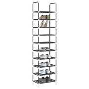 Stalak za cipele 10 razina crni 44x28x180 cm netkana tkanina