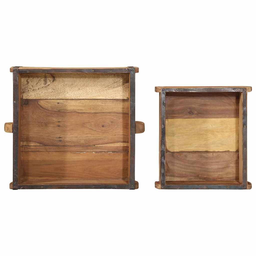 Pladanj 2 pcs Smeđa 29 x 31 x 10 cm Čvrsto drvo iz reciklaže