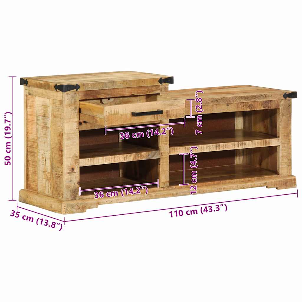 klupa s ladicama s pohranom Smeđa 110 x 35 x 50 cm Grubi Mango