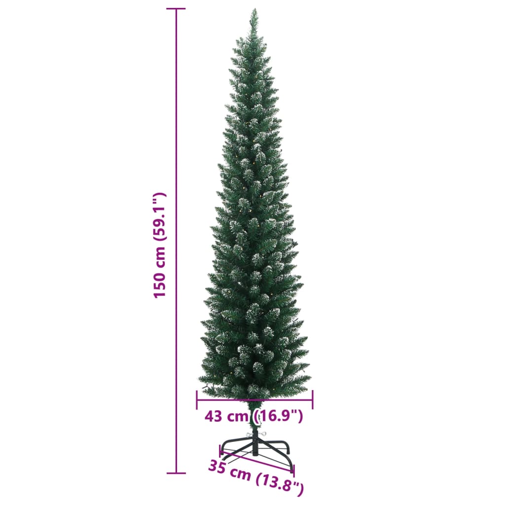 Umjetno tanko božićno drvce sa 150 LED žarulja 150 cm