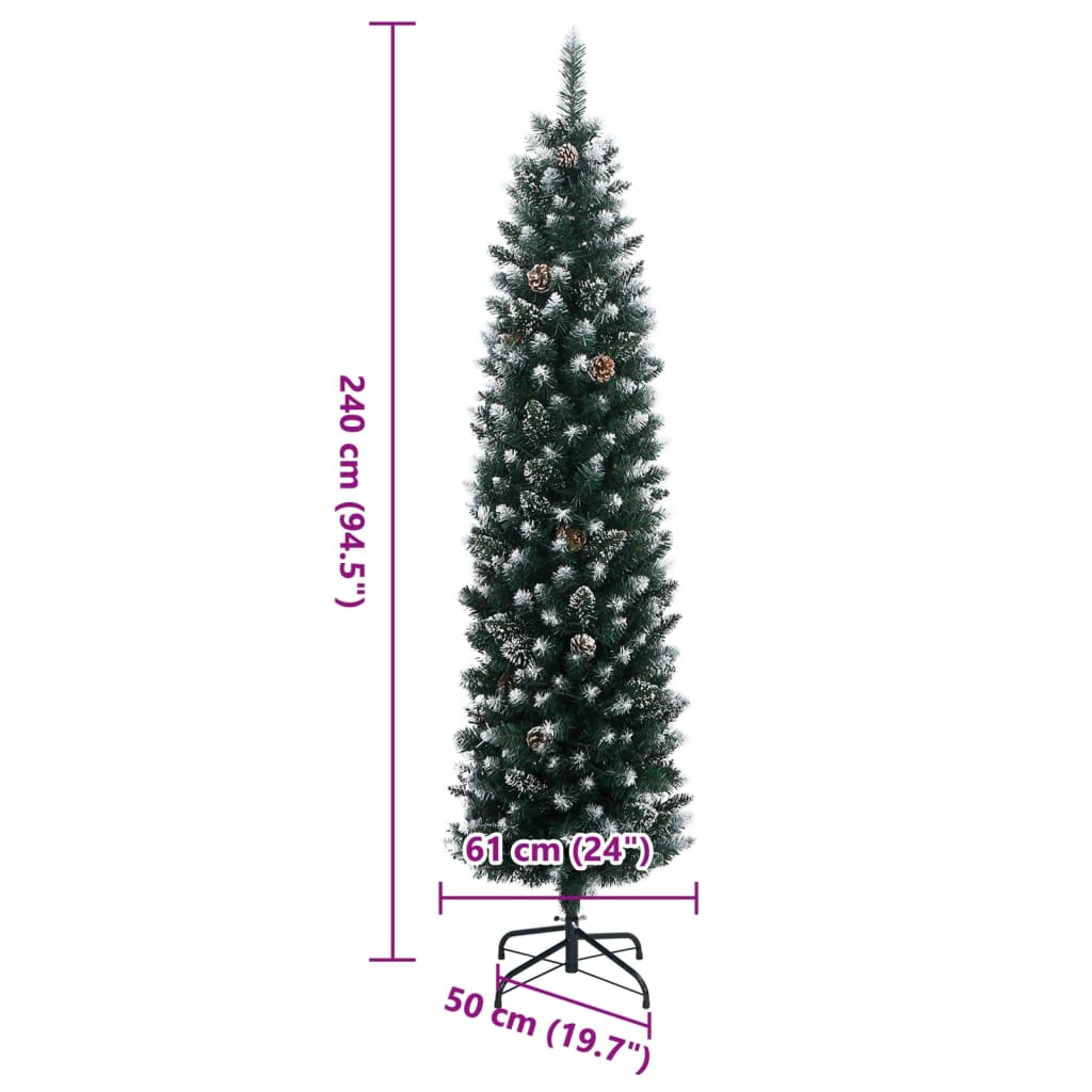 Umjetno tanko božićno drvce s 300 LED žarulja 240 cm