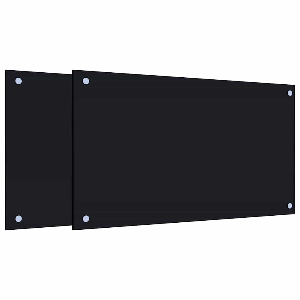 Kuhinjske zaštite od prskanja 2 kom crne 70 x 40 cm staklene
