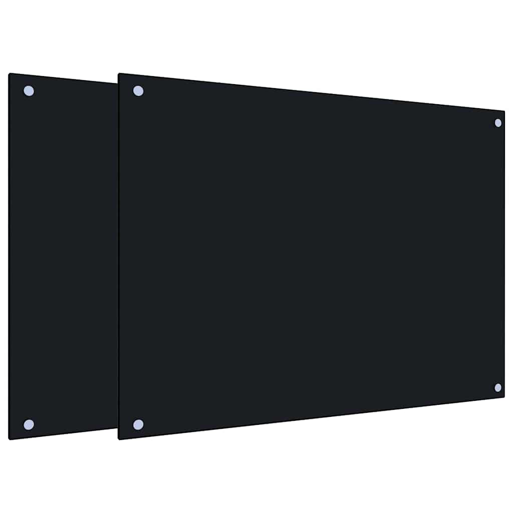 Kuhinjske zaštite od prskanja 2 kom crne 80 x 60 cm staklene