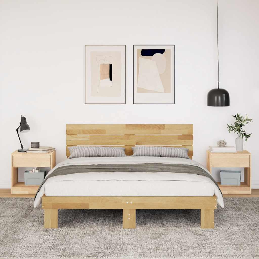Okvir kreveta uzglavljem bez madraca 135x190 cm puno drvo hrast
