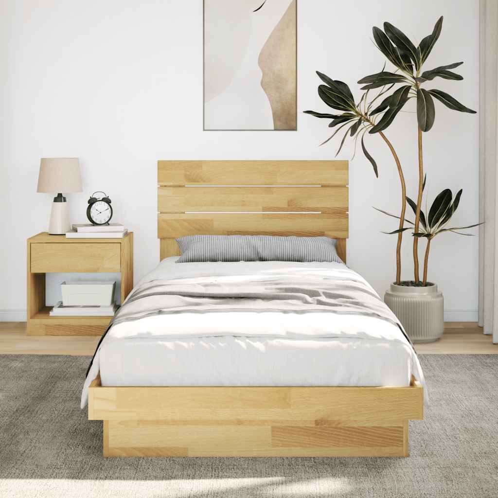 Okvir kreveta uzglavljem bez madraca 100x200 cm puno drvo hrast