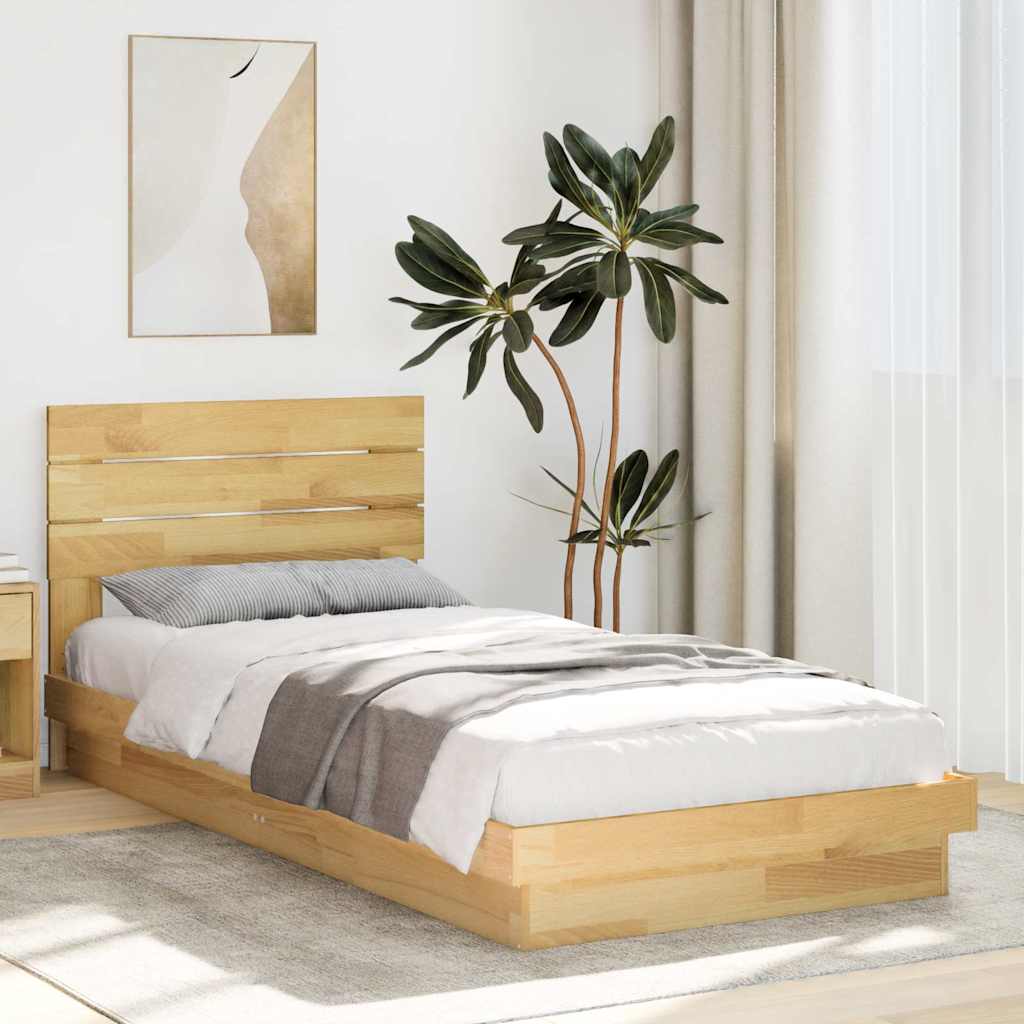 Okvir kreveta uzglavljem bez madraca 75x190 cm puno drvo hrast